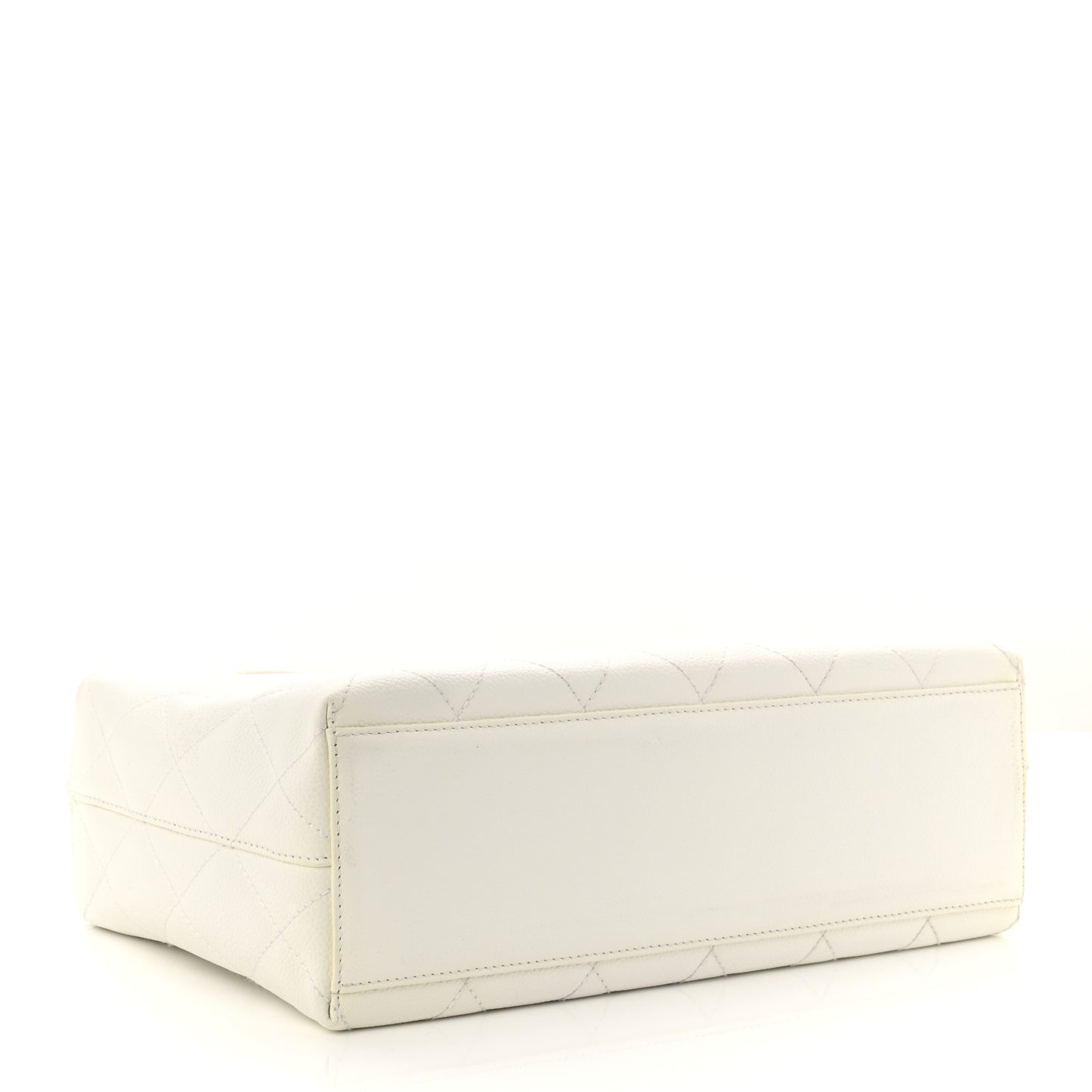 Caviar Quilted Tote With Clutch White