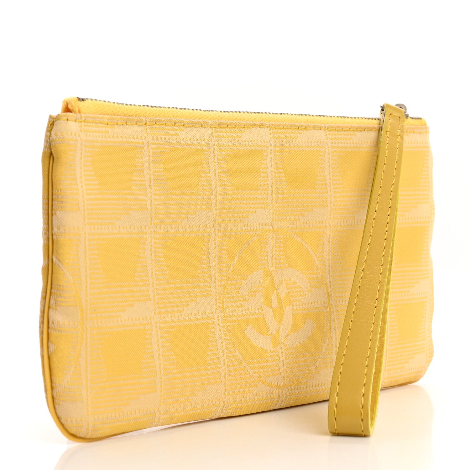 Chanel Nylon Travel Ligne Zip Wristlet Yellow 3 of 11