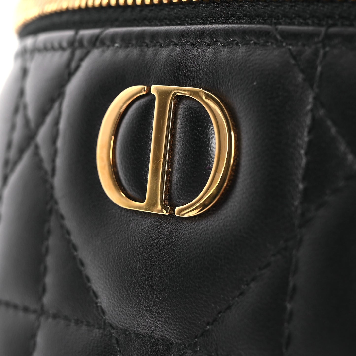 Lambskin Macrocannage Mini Caro Vanity Case Black