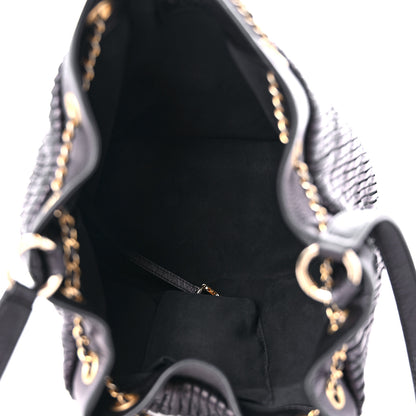 Chanel Iridescent Crumpled Calfskin Coco Pleats Drawstring Bag Black 5 of 9