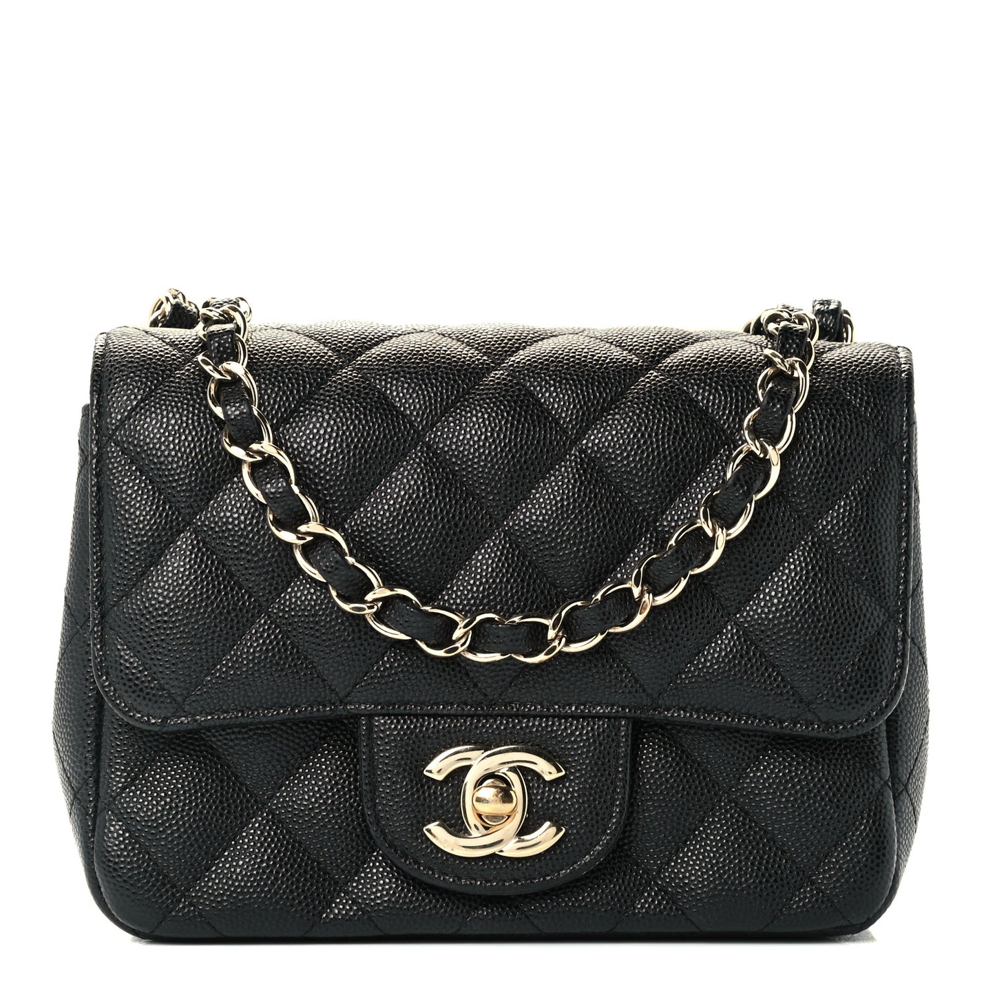 Caviar Quilted Mini Square Flap Black