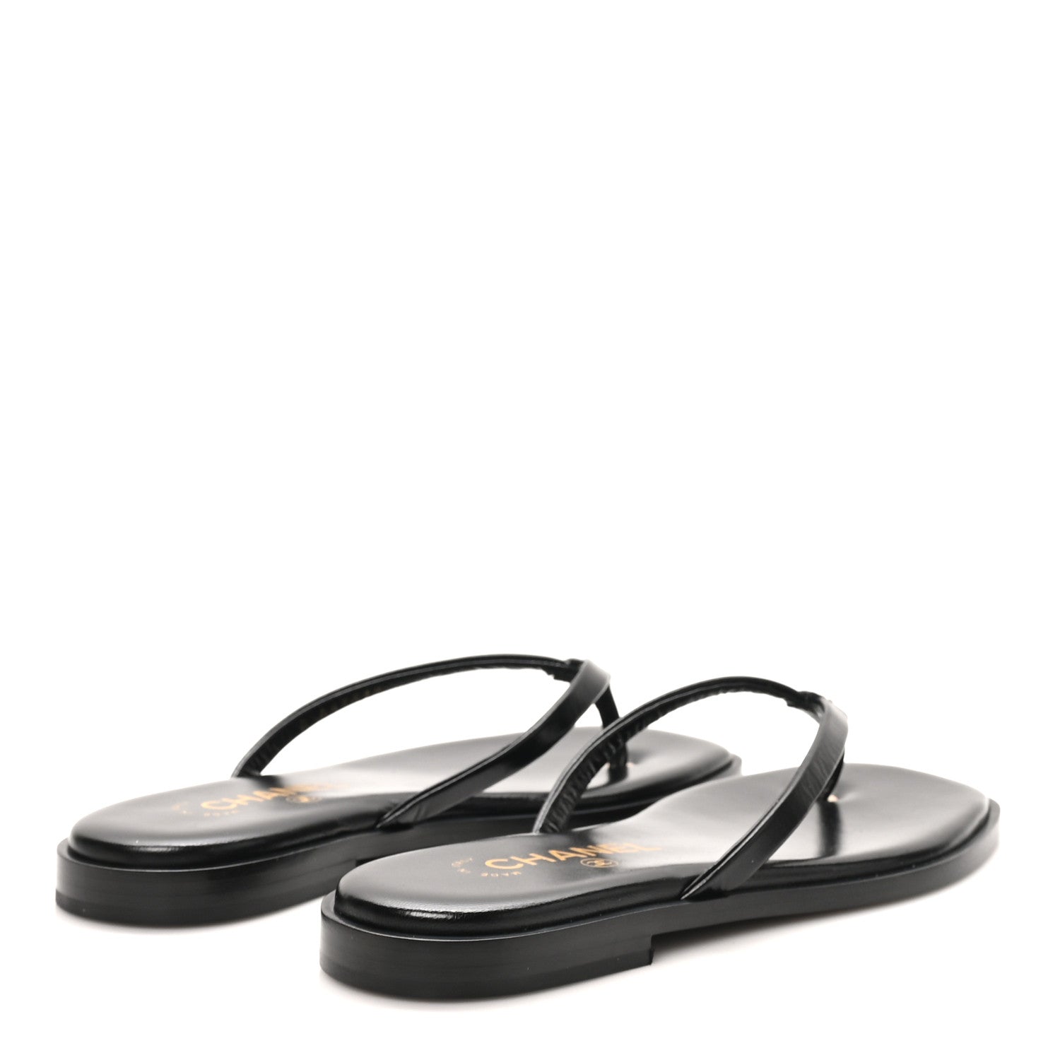Chanel Goatskin CC Times Square Thong Sandals 37 Black 5 of 10