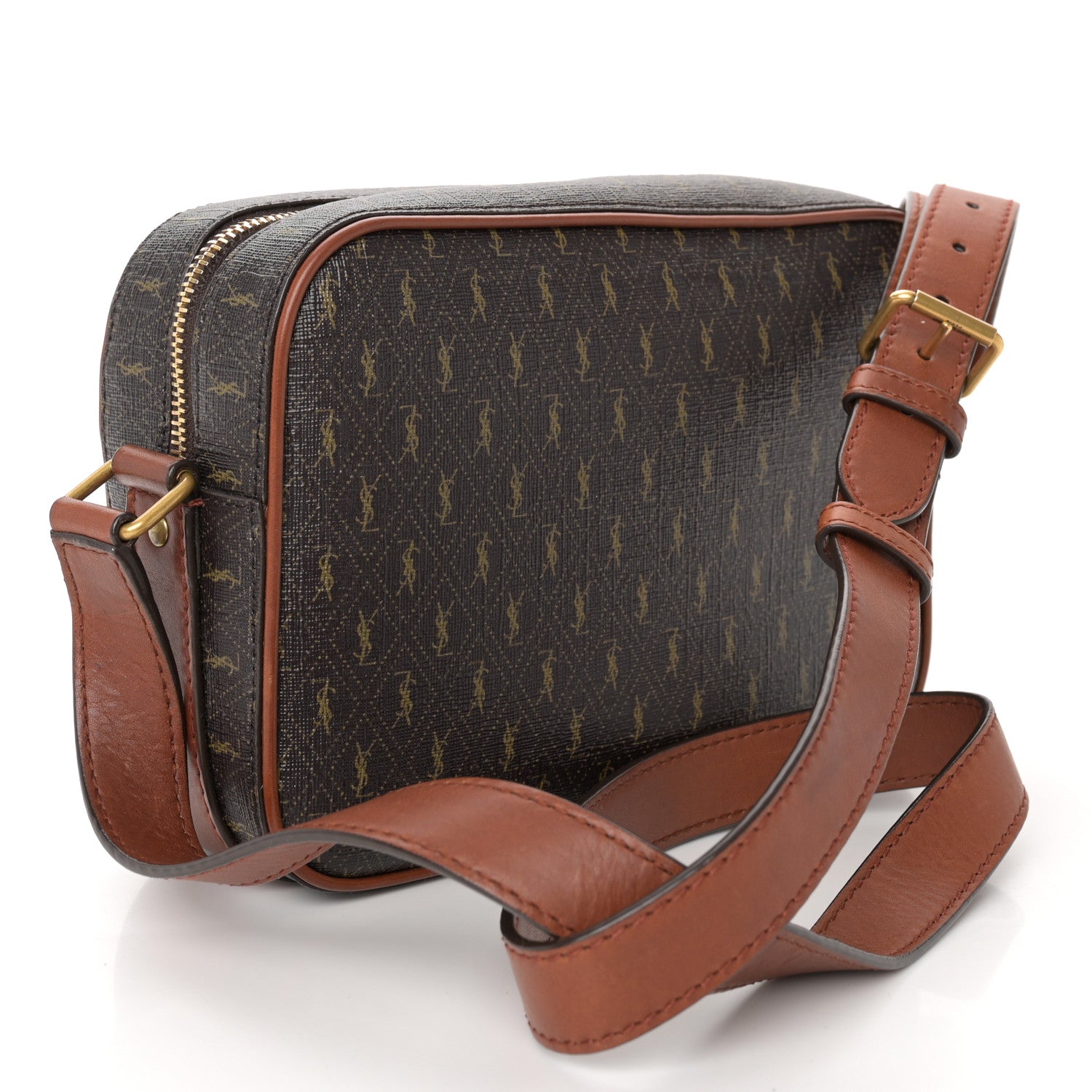 Saint Laurent Canvas Smooth Calfskin Le Monogramme Camera Bag Chestnut 3 of 10