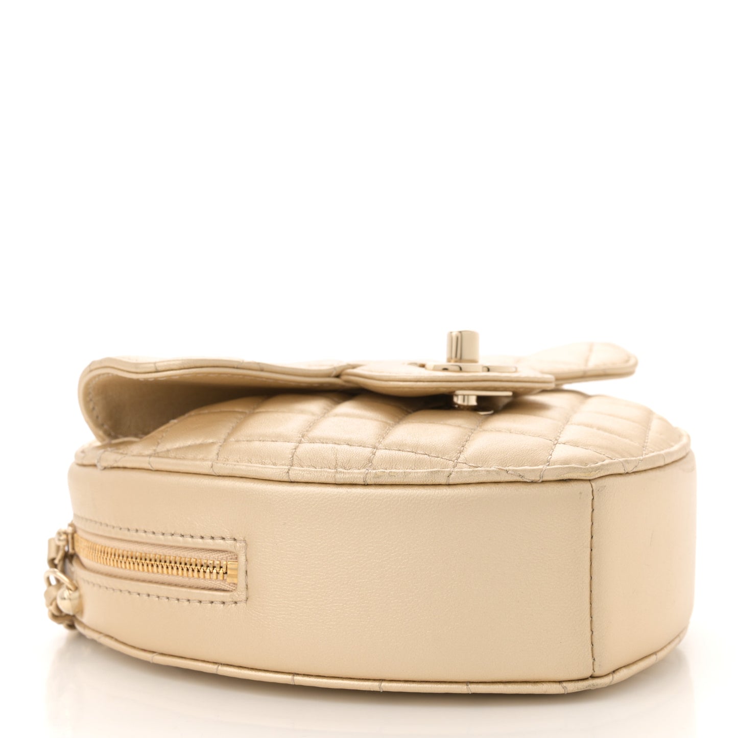 Metallic Lambskin Quilted CC In Love Heart Bag Gold