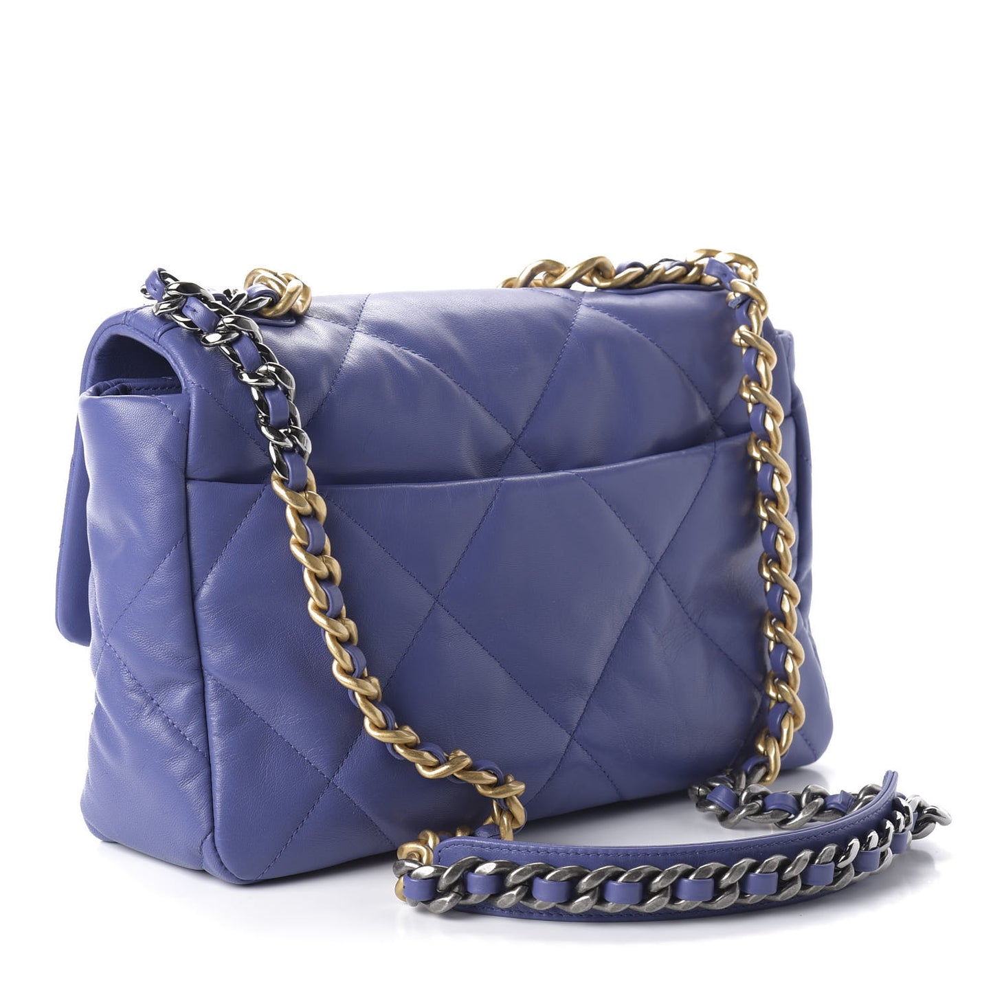 Goatskin Quilted Large Chanel 19 Flap Purple