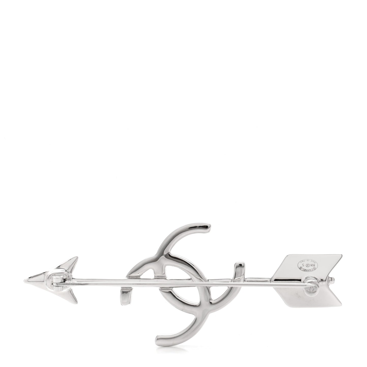 Metal CC Arrow Brooch Pin Silver