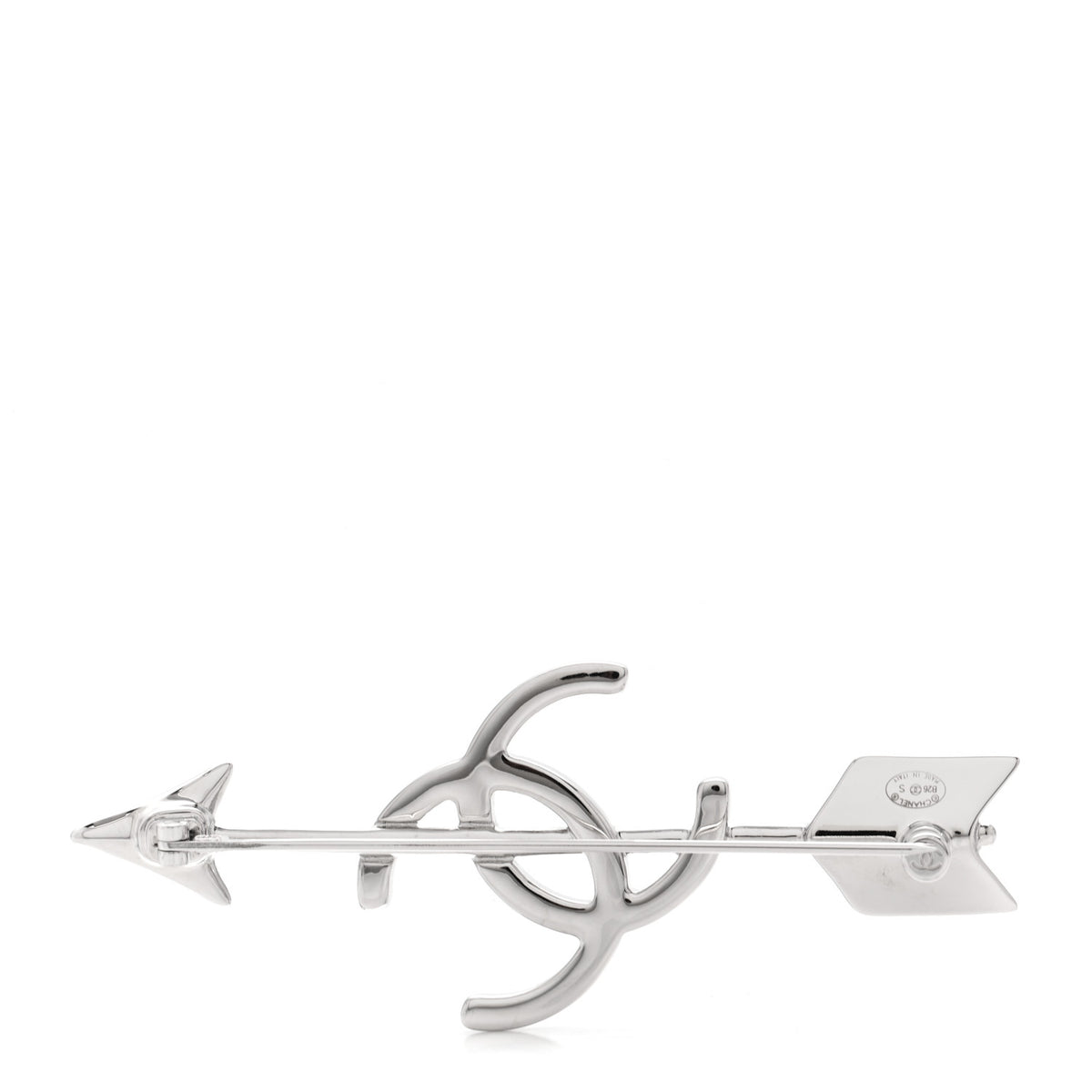 Chanel Metal CC Arrow Brooch Pin Silver 3 of 5
