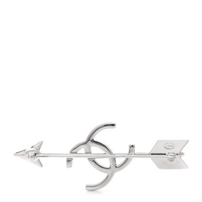 Chanel Metal CC Arrow Brooch Pin Silver 3 of 5