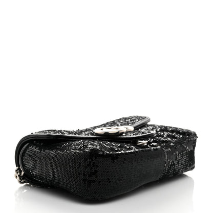 Gucci Sequin Matelasse Diagonal Mini GG Marmont Shoulder Bag Black 4 of 10