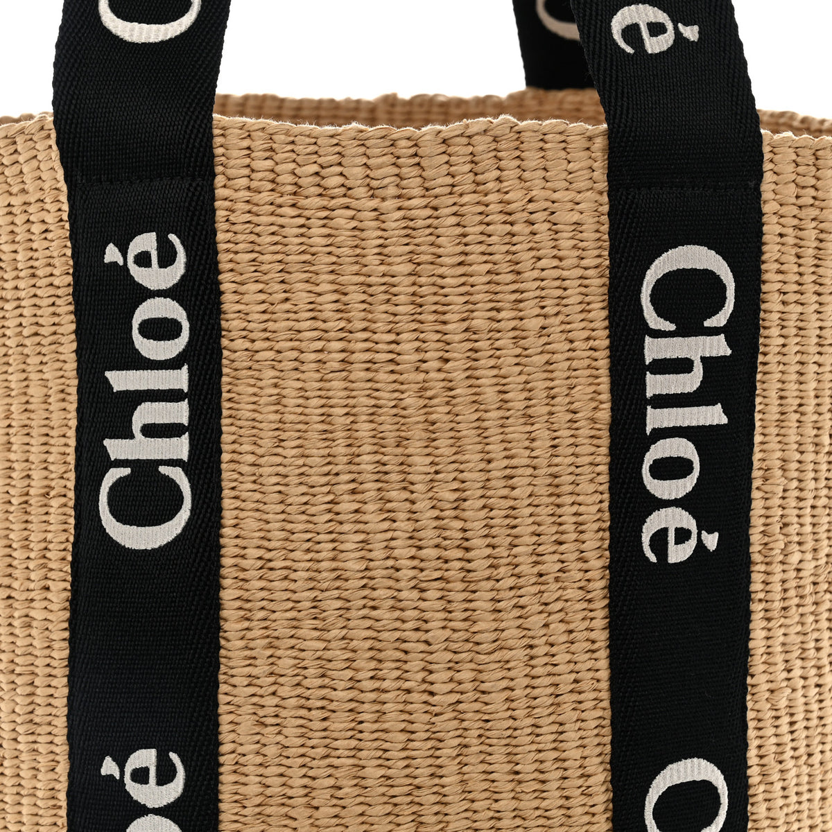 Chloe Raffia Large Woody Tote Black 6 of 8