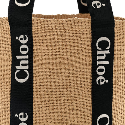 Chloe Raffia Large Woody Tote Black 6 of 8