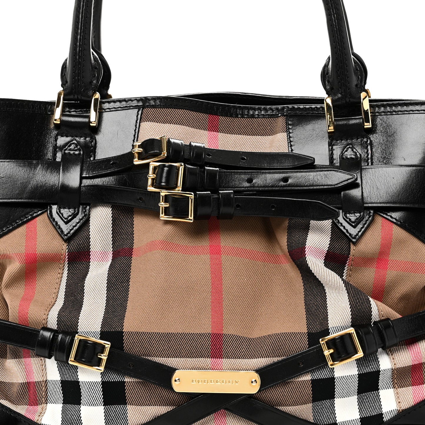 House Check Bridle Calfskin Medium Lynher Tote Black