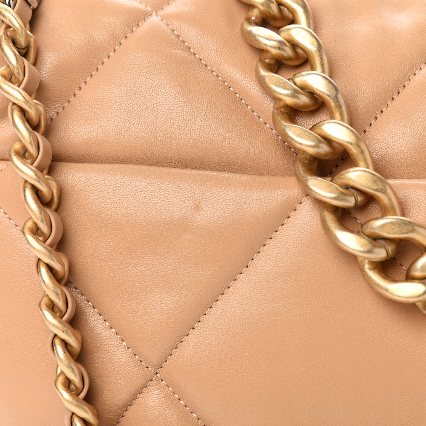 Lambskin Quilted Maxi 19 Flap Dark Beige
