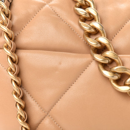Chanel Lambskin Quilted Maxi 19 Flap Dark Beige 10 of 11