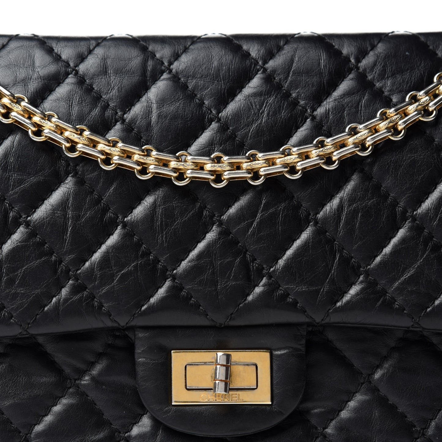 Aged Calfskin Quilted 2.55 Reissue 226 Flap Black