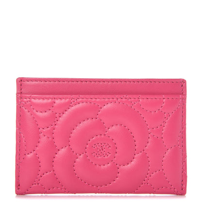 Chanel Lambskin Camellia Embossed Card Holder Fuchsia 1 of 9
