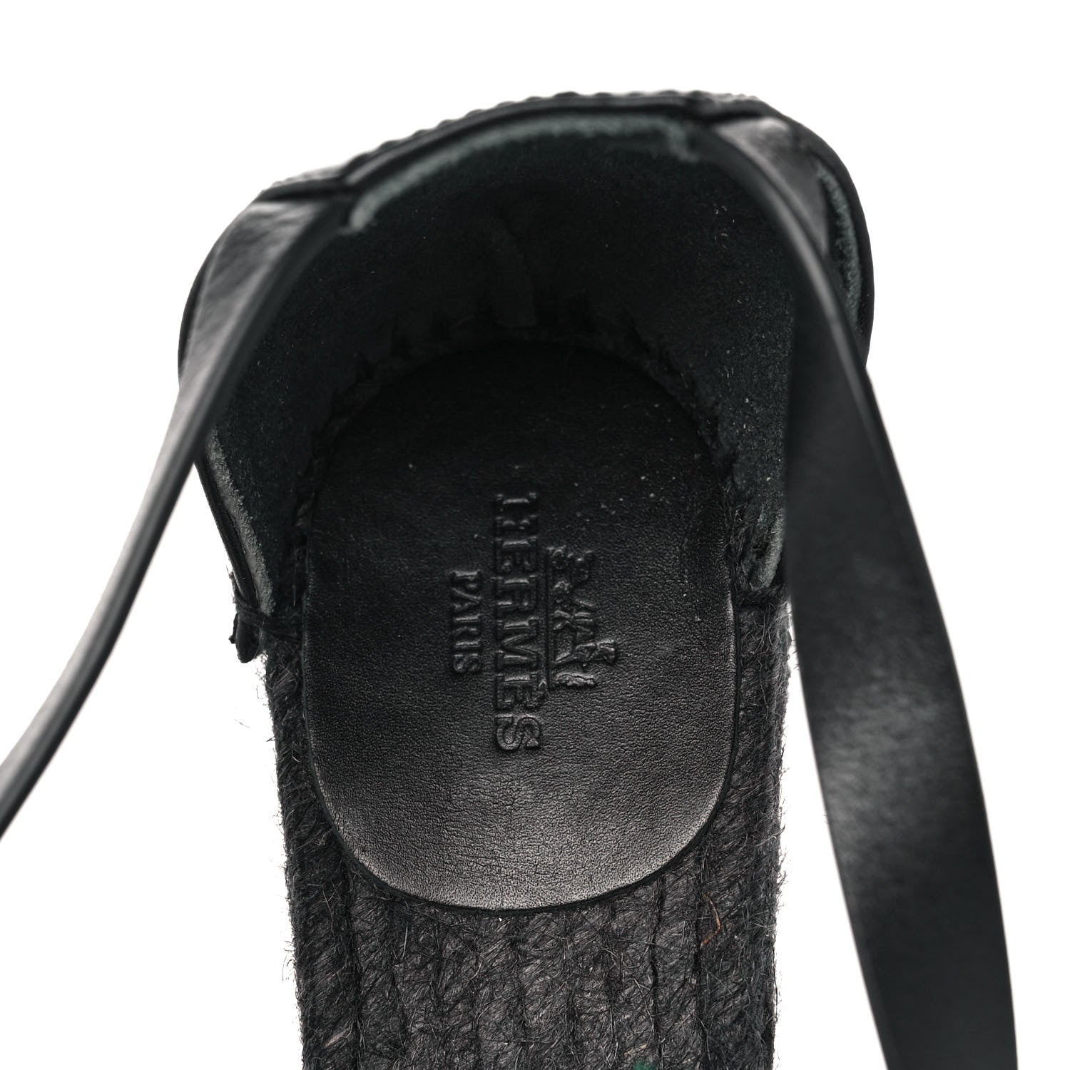 Hermes Calfskin Tivoli Espadrille Wedge Sandals 36 Black 7 of 8