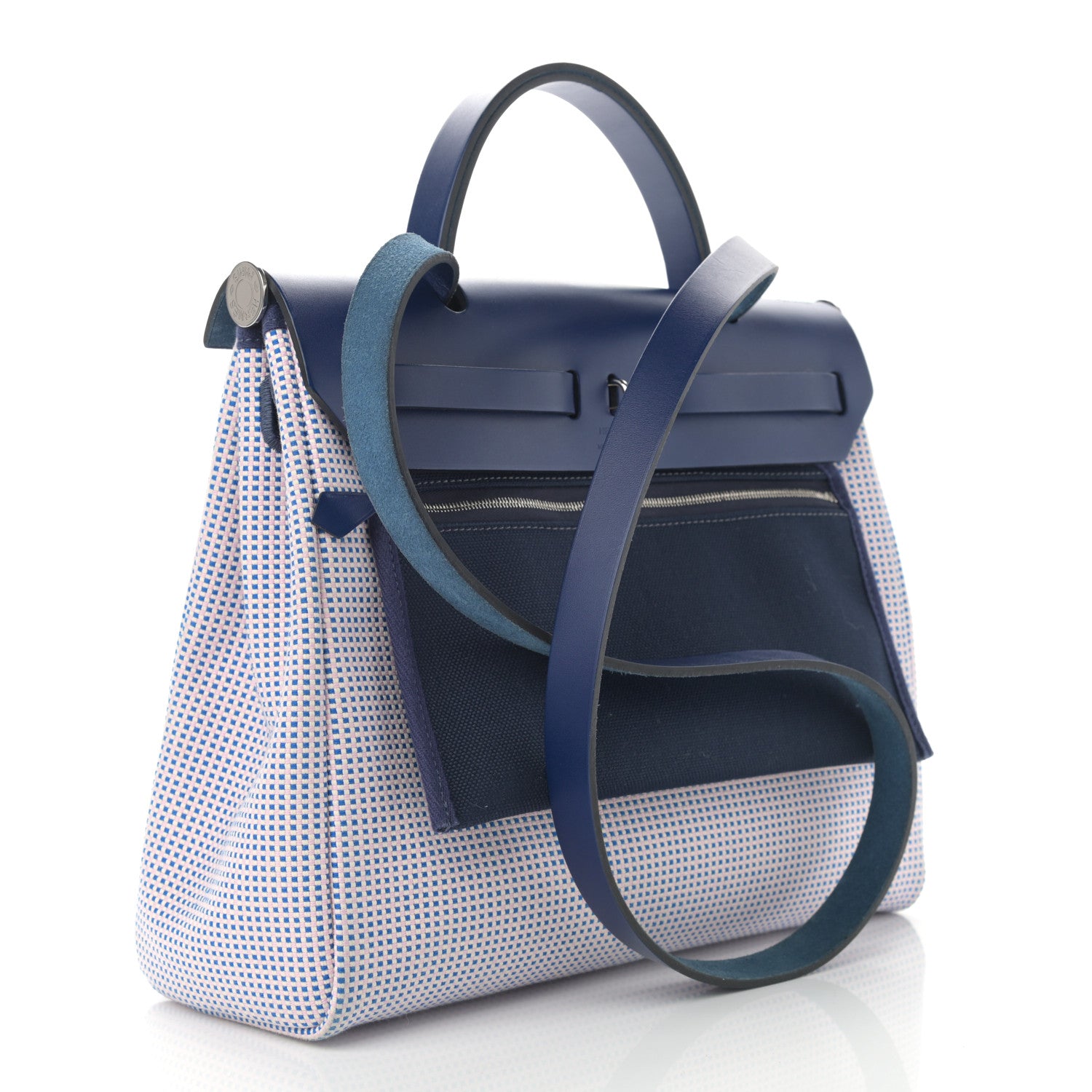 Hermes Criss Viking Vache Hunter Herbag Zip Retourne 31 PM Ecru Mauve Bleu 2 of 11