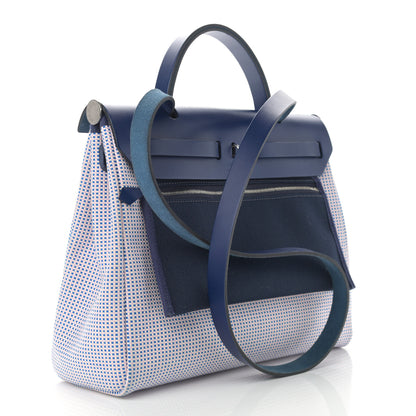 Hermes Criss Viking Vache Hunter Herbag Zip Retourne 31 PM Ecru Mauve Bleu 2 of 11