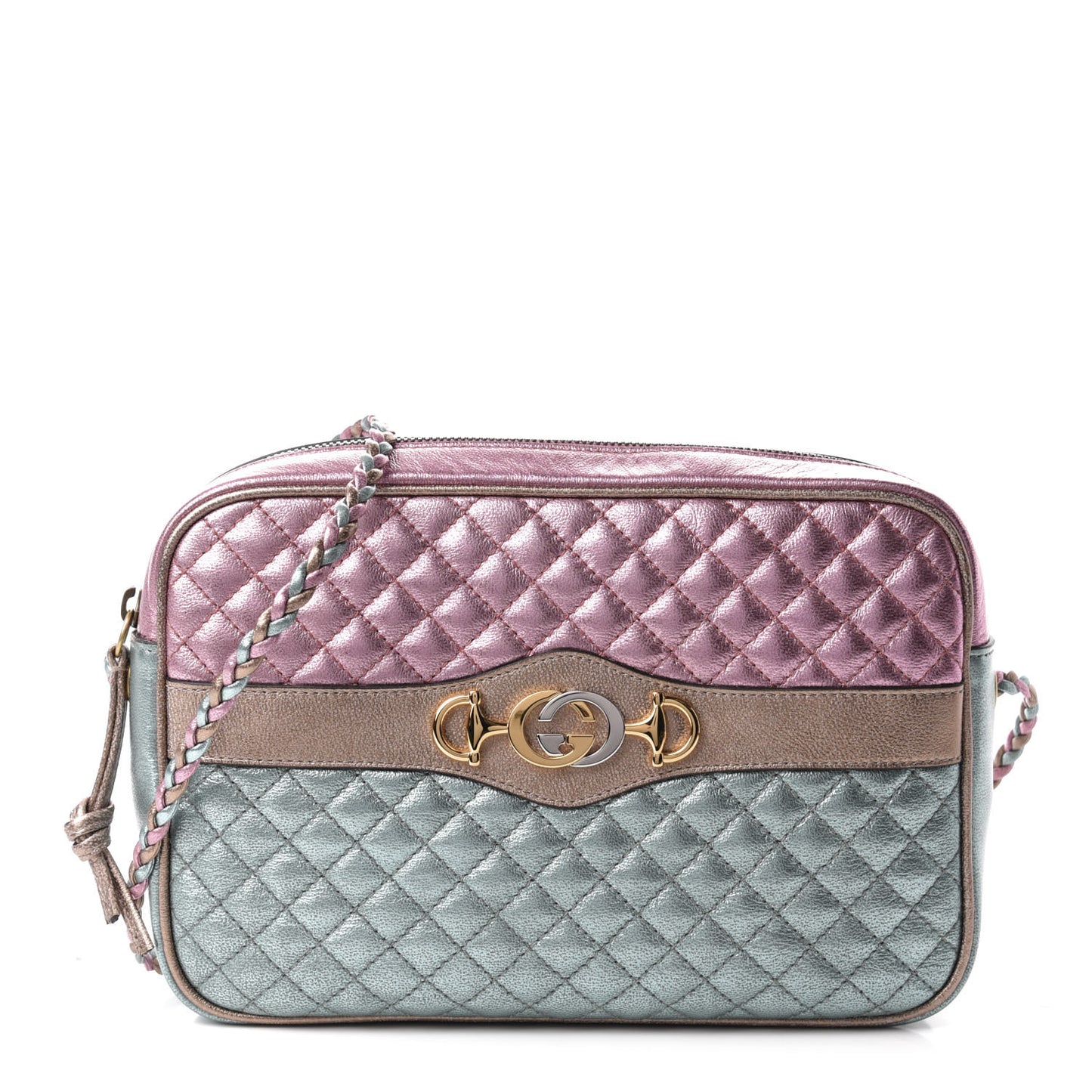 Laminated Nappa Trapuntata Small Zumi Shoulder Bag Rosa Lago Rame