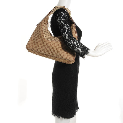 Gucci Monogram Medium Horsebit Chain Hobo Off White 2 of 7
