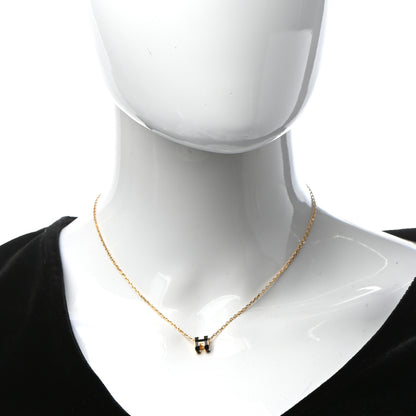 Hermes Lacquered Gold Mini Pop H Pendant Necklace Black 2 of 5
