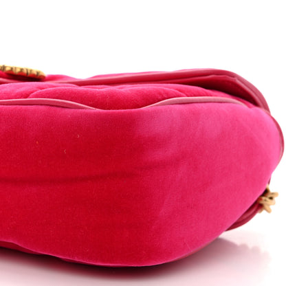 Gucci Velvet Matelasse Double G Studs Small Torchon GG Marmont Shoulder Bag Raspberry Rose 10 of 10