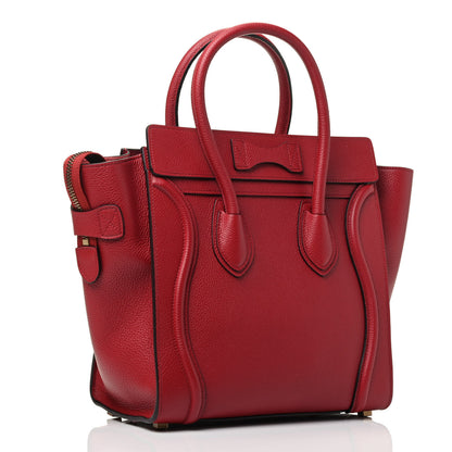 Celine Drummed Calfskin Micro Luggage Red 2 of 3