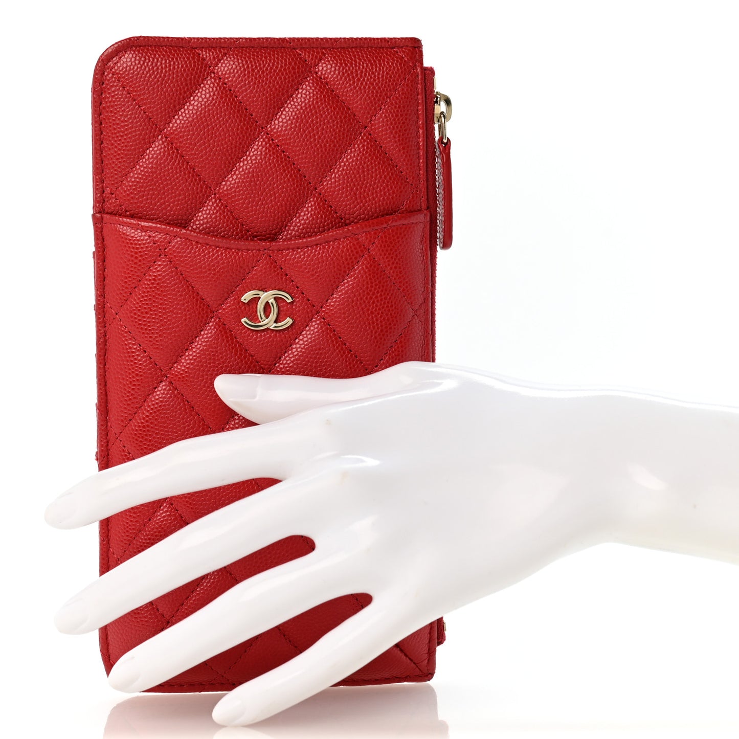 Caviar Quilted Classic iPhone Pouch Red