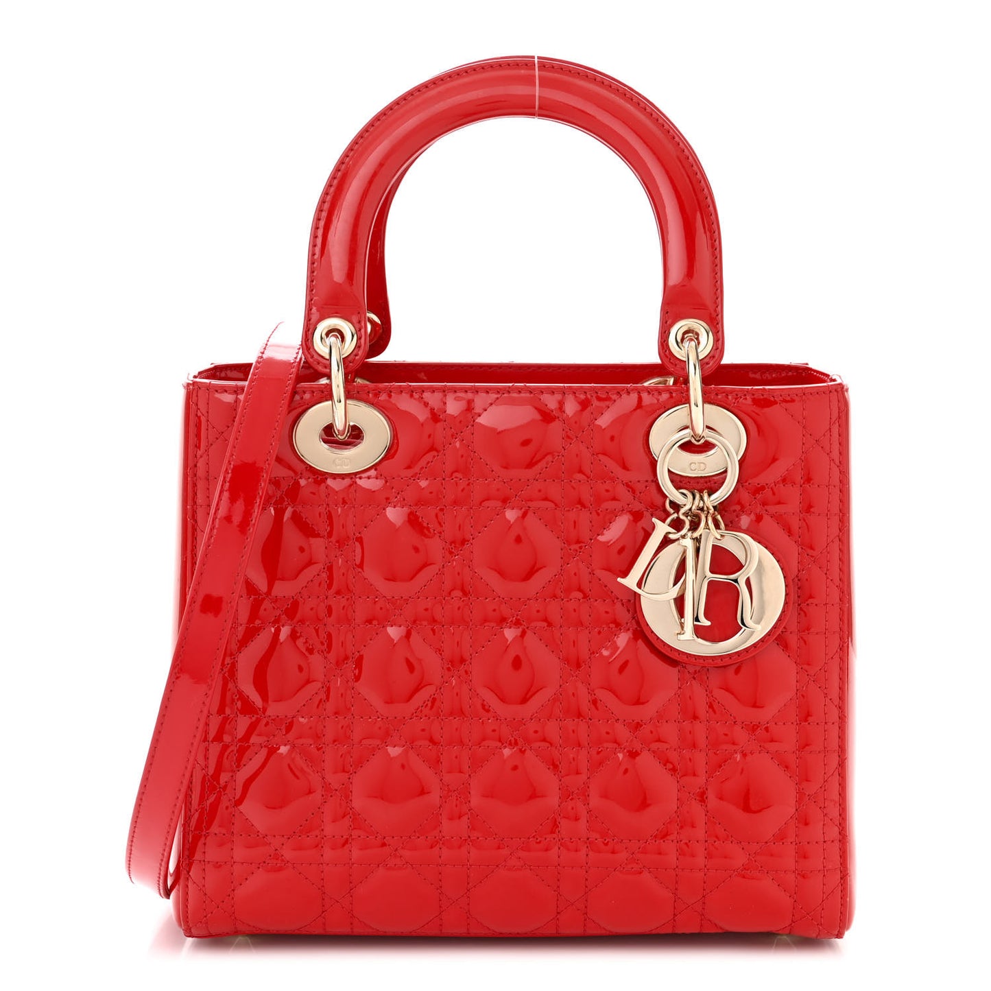 Patent Cannage Medium Lady Dior Red