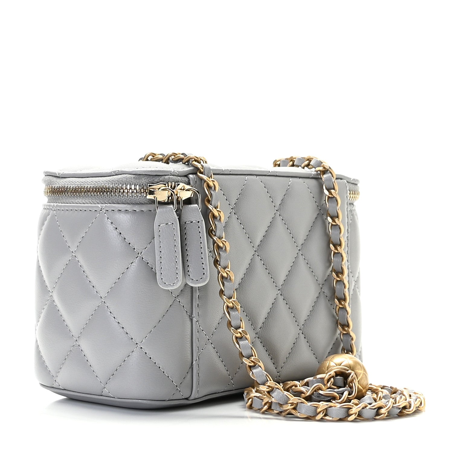 Chanel Lambskin Quilted Small Pearl Crush Vanity Case With Chain Grey 3 of 11