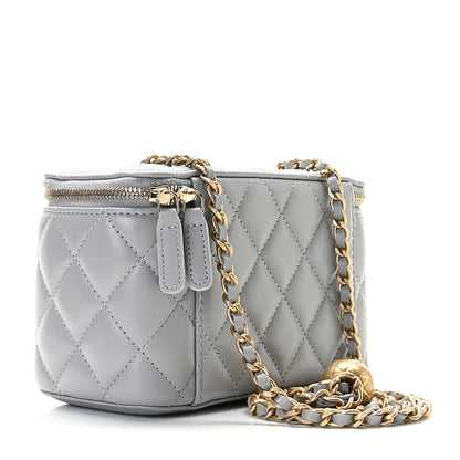 Chanel Lambskin Quilted Small Pearl Crush Vanity Case With Chain Grey 3 of 11