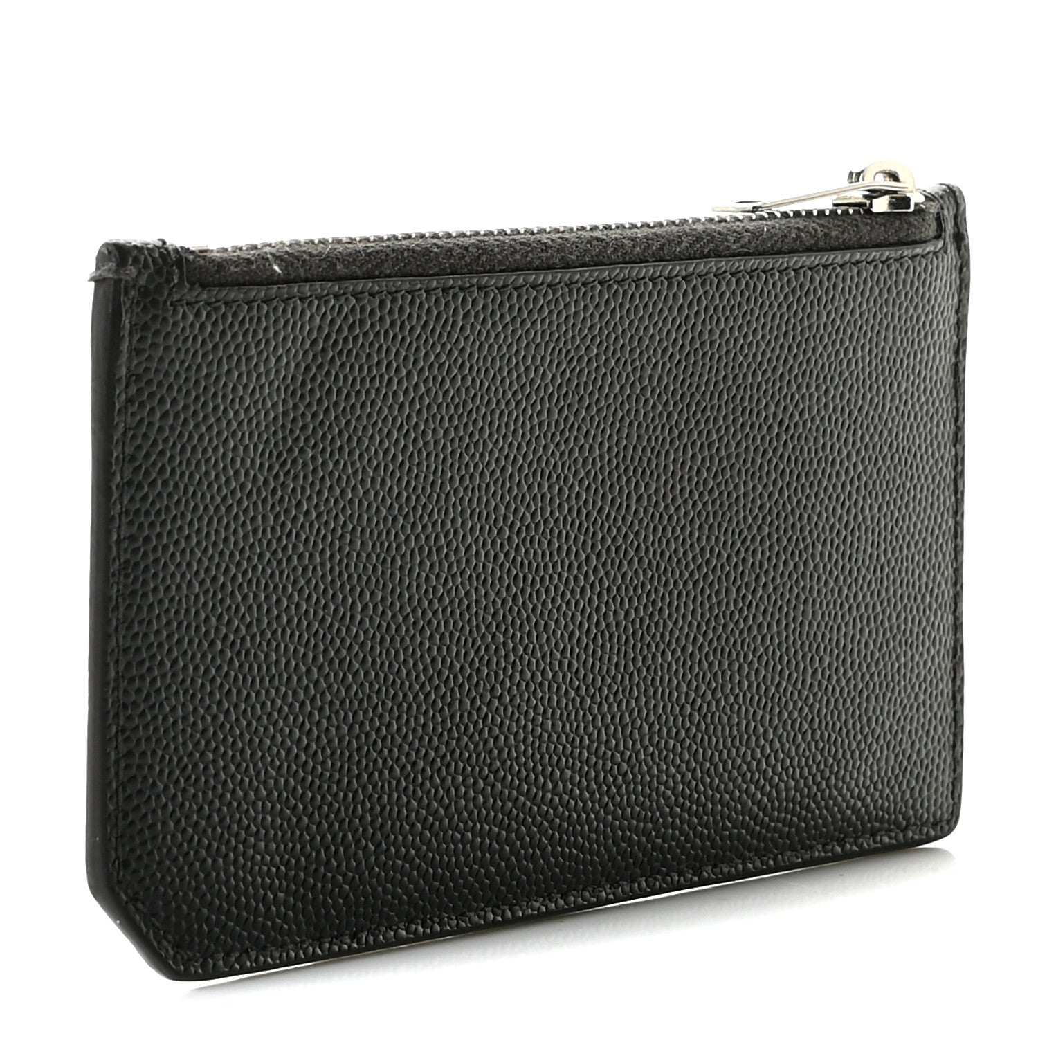 Saint Laurent Grained Calfskin 5 Fragments Zip Pouch Card Holder Black 3 of 7