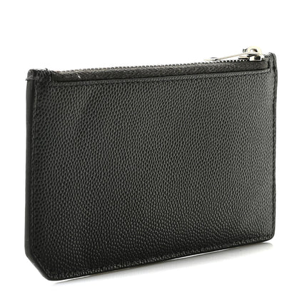 Saint Laurent Grained Calfskin 5 Fragments Zip Pouch Card Holder Black 3 of 7