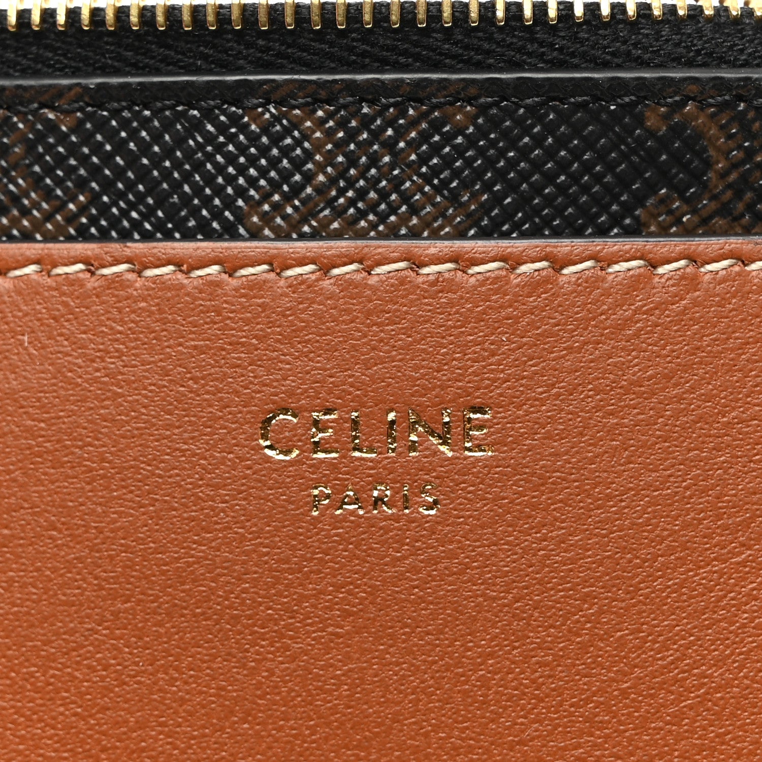Celine Triomphe Canvas Zipped Card Holder Tan 6 of 10