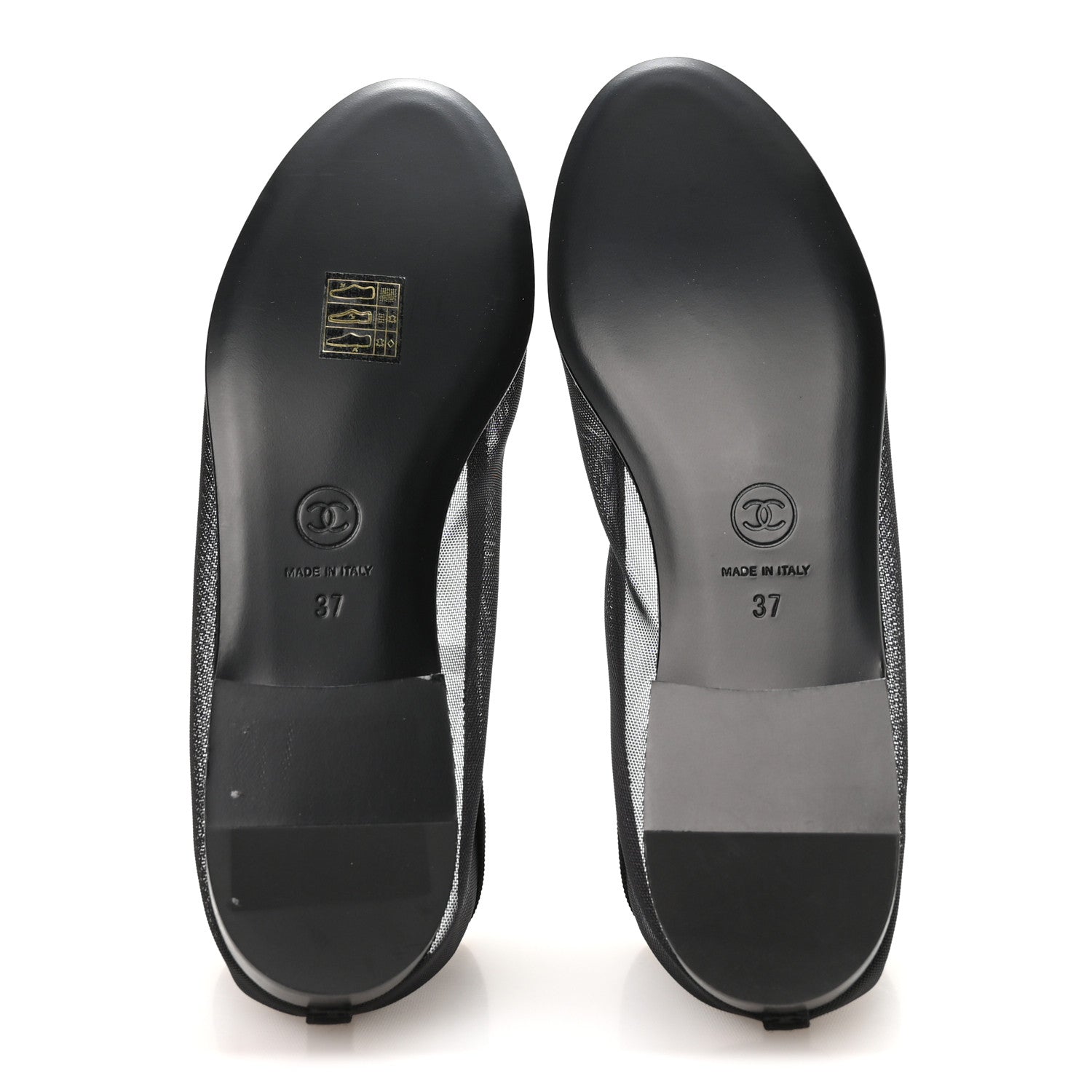 Chanel Mesh Grosgrain CC Cap Toe Ballerina Flats 37 Black 6 of 8