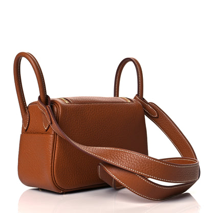Hermes Taurillon Clemence Mini Lindy 20 Gold 2 of 10
