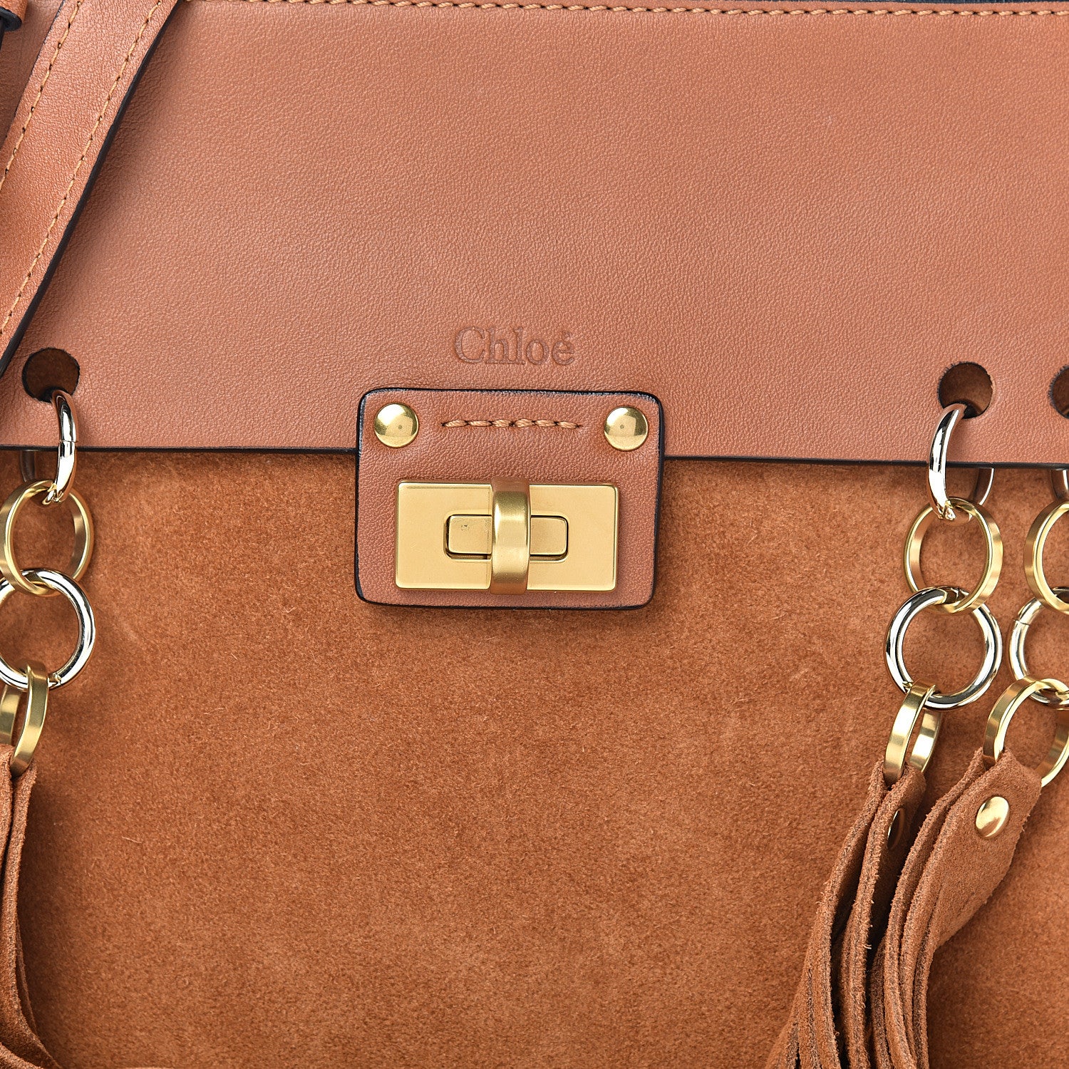 Chloe Calfskin Suede Small Jane Fringe Bag Caramel 8 of 12