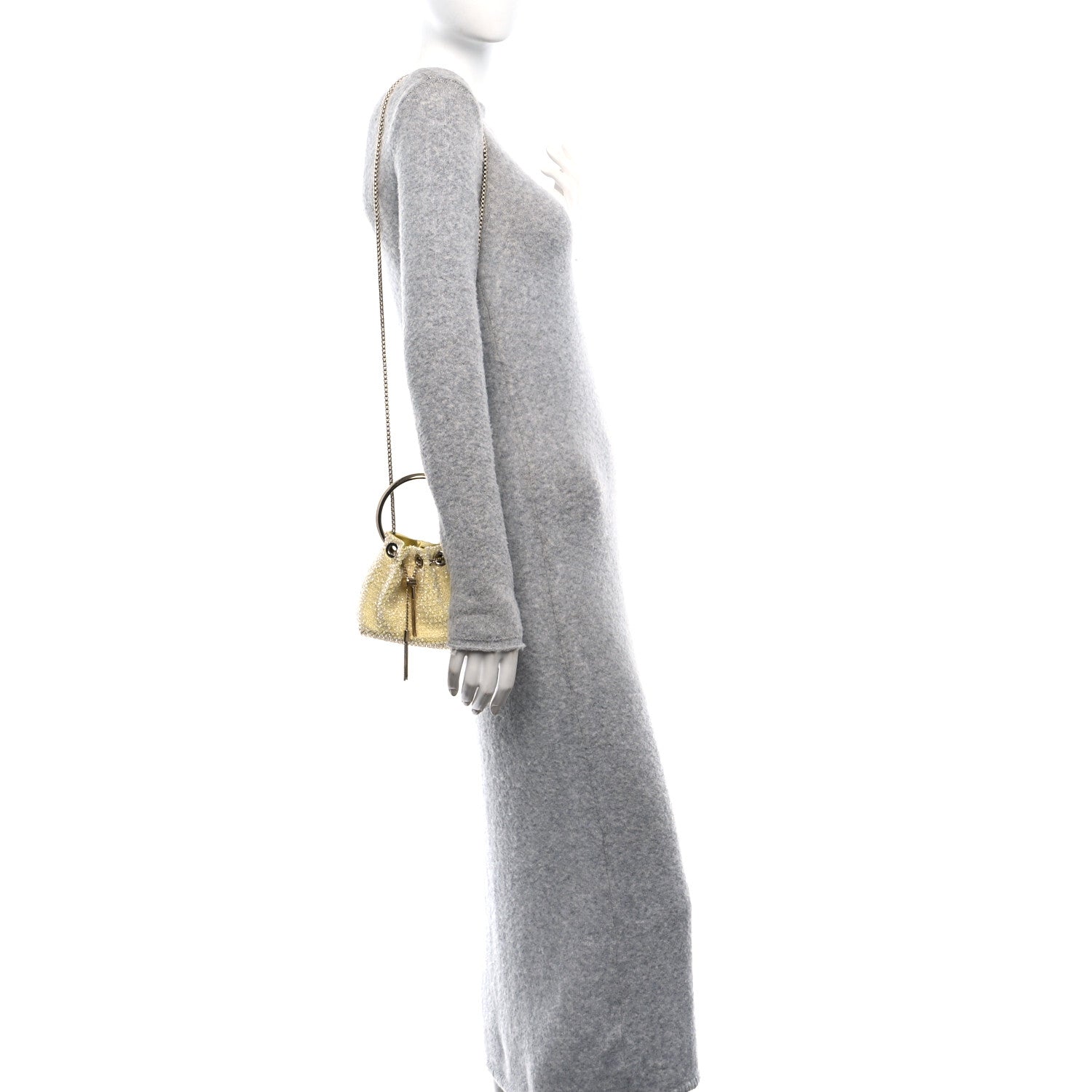 Jimmy Choo Satin Crystal Embellished Micro Bon Bon Bag Light Yellow 2 of 9