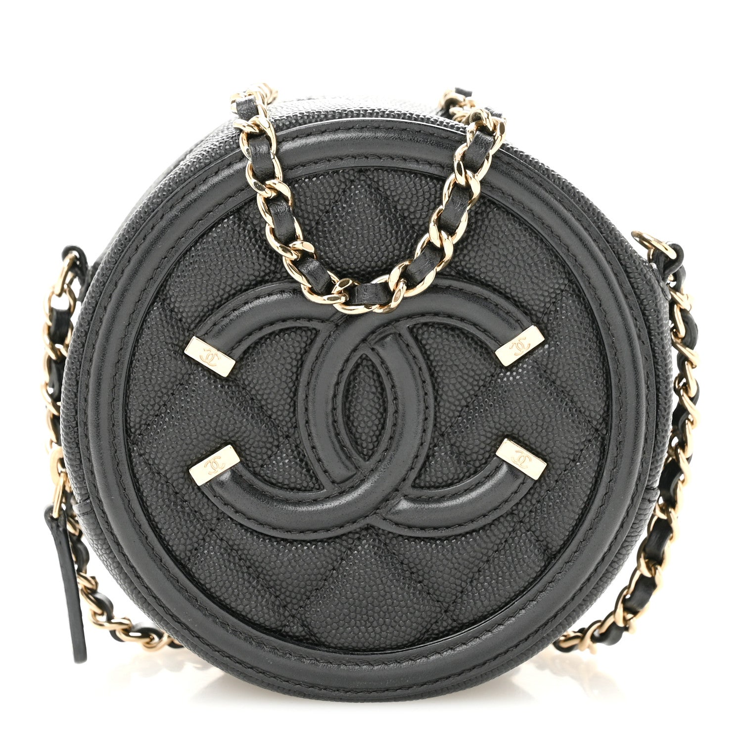 Chanel Caviar Quilted Round Filigree Crossbody Black 1 of 13