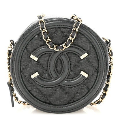 Chanel Caviar Quilted Round Filigree Crossbody Black 1 of 13