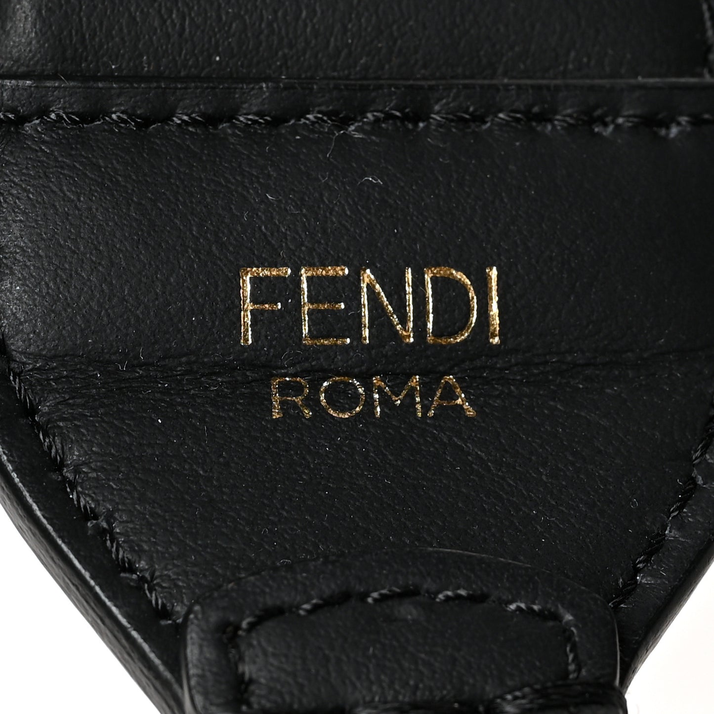 Calfskin Sequin FF Strap You Black Gold
