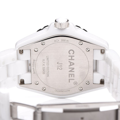 Chanel Stainless Steel Ceramic Diamond Pink Mother of Pearl 38mm J12 Automatic Watch White 6 of 7