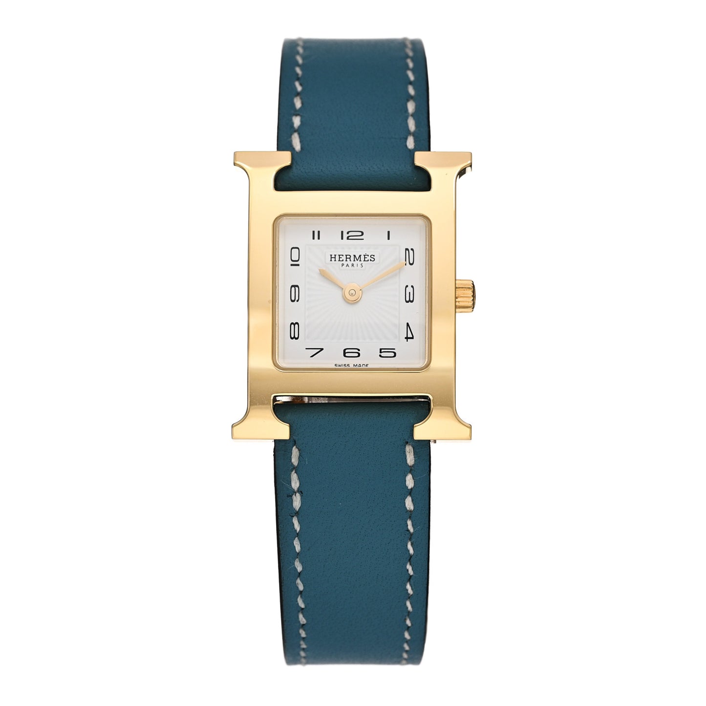 Stainless Steel Swift 21mm Heure H Hour Quartz Watch Blue Jean