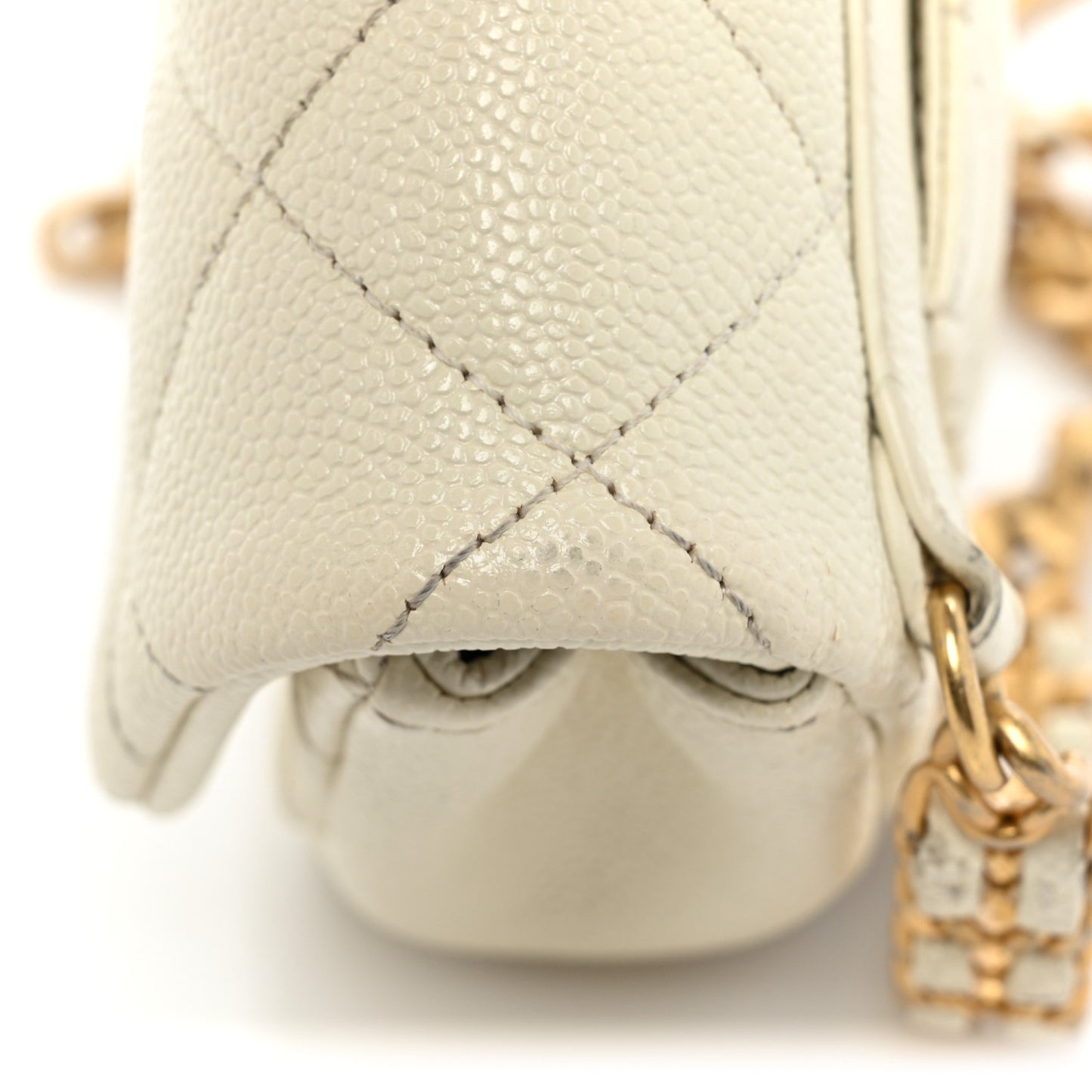 Caviar Quilted Chain Melody Waist Belt Bag White