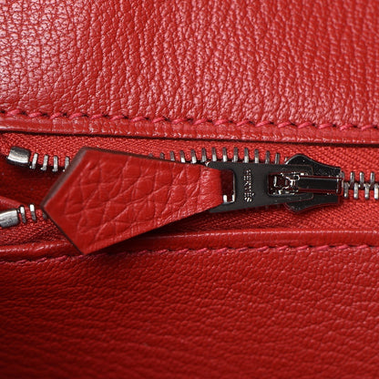 Hermes Taurillon Clemence Birkin 35 Rouge Casaque 25 of 30