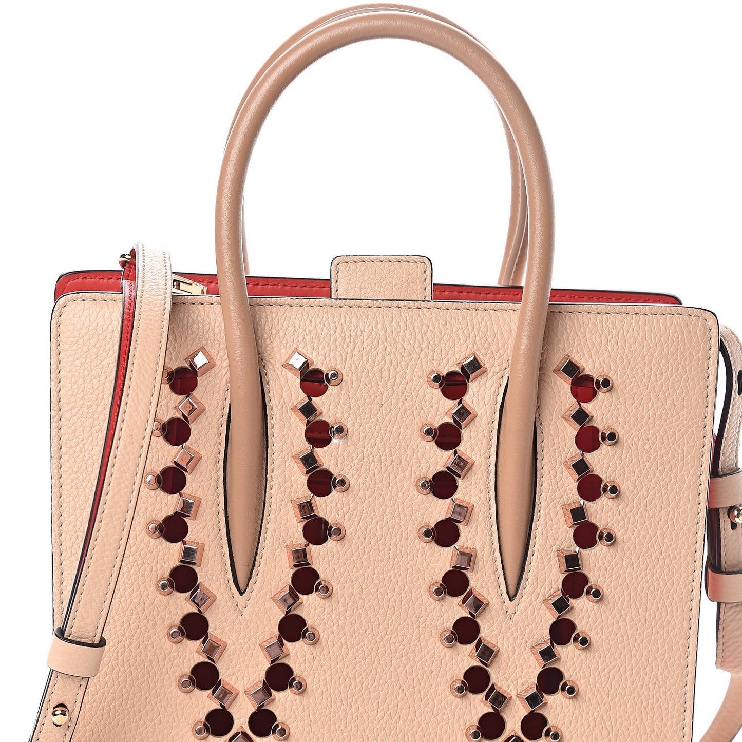 Calfskin Patent Studded Small Paloma Naturel Rose Gold