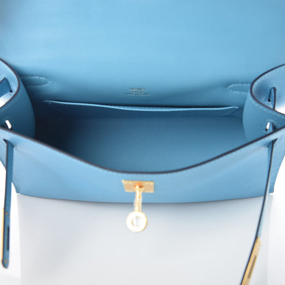 Hermes Swift Kelly Pochette Clutch Bleu Du Nord 6 of 32