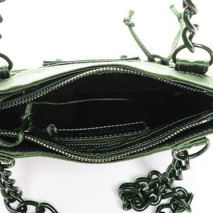 Balenciaga Satin Enamel Classique Chain Shoulder Bag Green 5 of 6