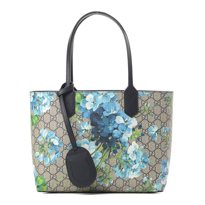 Gucci GG Supreme Monogram Blooms Small Reversible Tote Beige Blue Navy 1 of 15